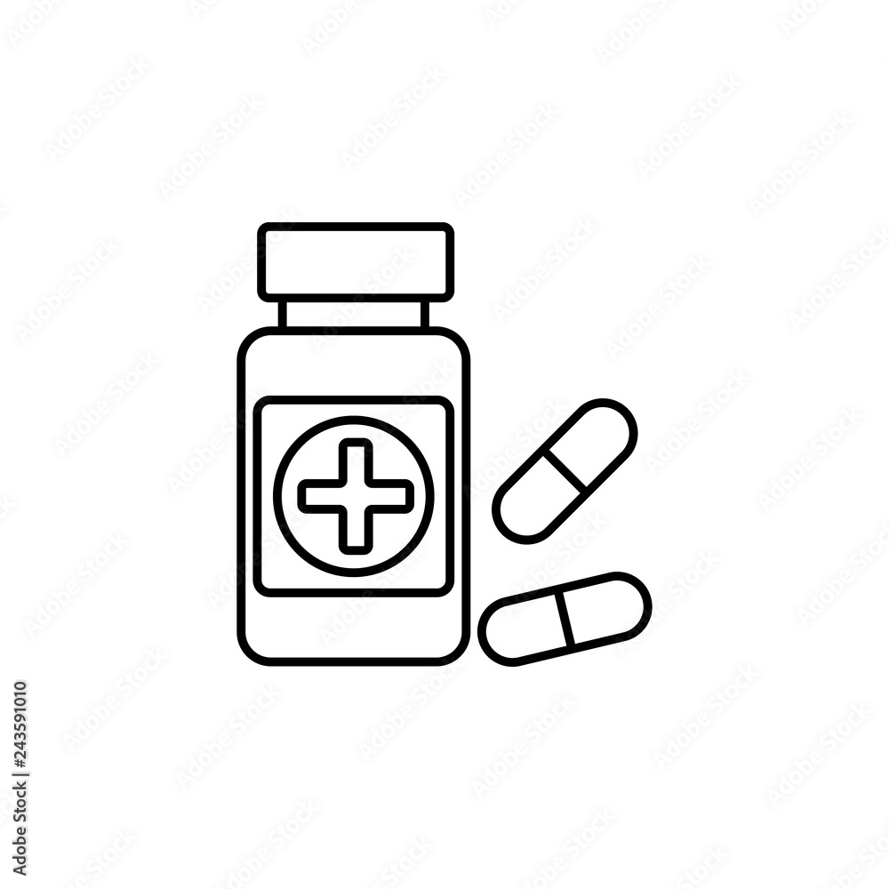 Poster medicine capsule icon. element of medicine for mobile concept and web apps illustration. thin color 