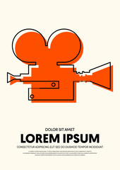 Movie and film poster design template background modern vintage retro style