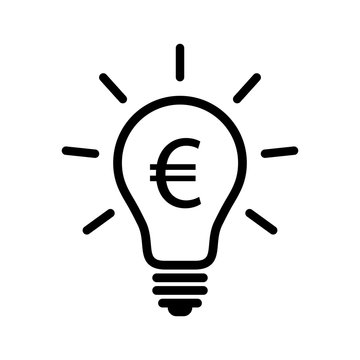 Light bulb with euro symbol