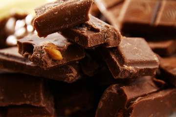 Chocolate background /Chocolate is a usually sweet, brown food preparation of roasted and ground cacao seeds
