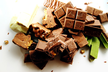 Chocolate background /Chocolate is a usually sweet, brown food preparation of roasted and ground cacao seeds