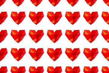 Seamless graphic hearts is red pattern on white background.Red hearts pattern seamless.The colorful hearts is red tone.