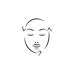 anti-ageing, care, beauty, face, woman hand drawn icon