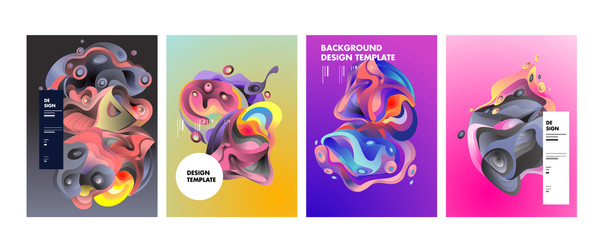 PrintSet of modern abstract vector poster background . Gradient geometric shapes of different colors in space design style. Template ready for use in web or print design