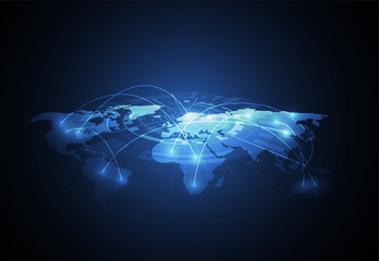 Global network connection. World map point and line composition concept of global business. Vector Illustration © royyimzy