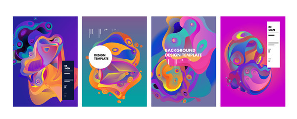 PrintSet of modern abstract vector poster background . Gradient geometric shapes of different colors in space design style. Template ready for use in web or print design