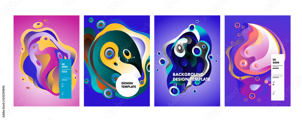 Fototapete printset of modern abstract vector poster background . gradient geometric shapes of different colors