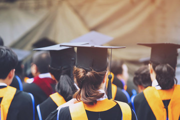 shot of graduation hats during commencement success graduates of the university, Concept education...