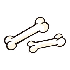 Black And White Outlined Dog Bone Cartoon Drawing Simple Design. Vector Illustration Isolated On White Background