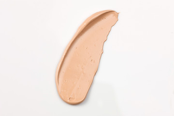 Shades Of Foundation On White Background. Makeup Product Texture.