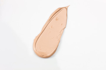 Shades Of Foundation On White Background. Makeup Product Texture.