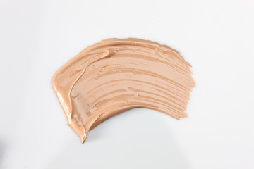 Shades Of Foundation On White Background. Makeup Product Texture.