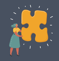 Woman with big jigsaw puzzle.