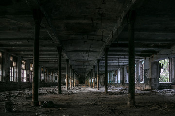 Fototapeta na wymiar Old empty abandoned industrial building
