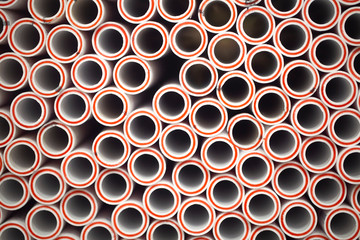texture of plastic pipes in the section