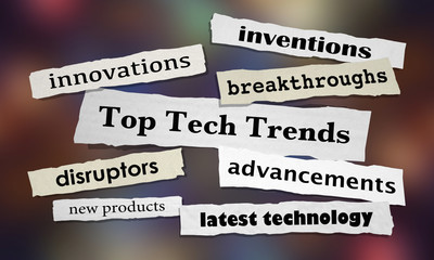 Top Tech Trends Newspaper Headlines 3d Illustration