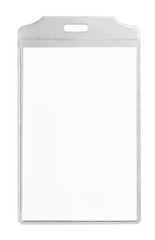 Blank laminated badge isolated on white