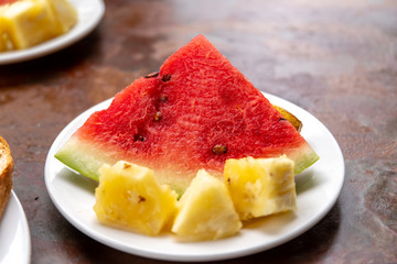 watermelon with Pineapple on the plate