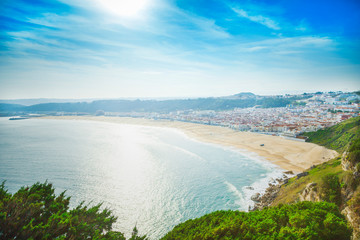 huge sandy beach with big waves
