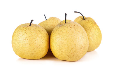 Chinese pear (Pyrus pyrifloral,nashi pear) tropical fruit isolated on white background