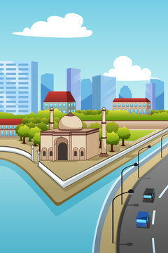 Mosque in the City Illustration