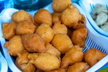 philippines street food fried egg - Kwek kwek