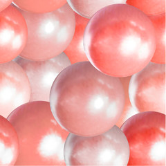 Vector Living Coral Color Background, Pearl Balls, Color Trend of the 2019 Year.
