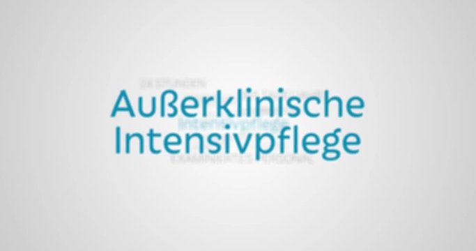 Intro zu den Leistungen der Au&szlig;erklinischen Intensivpflege eines ambulanten Pflegedienstes. Grauer Hintergrund, blaue Schrift