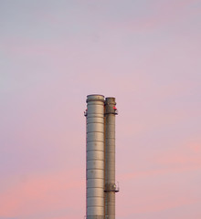 Industrial Chimney Isolated in a pink Sky