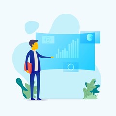 Businessman in the office showing presentation