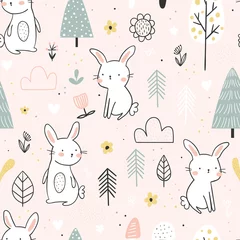  Naadloze vector achtergrond met konijnen © rosypatterns