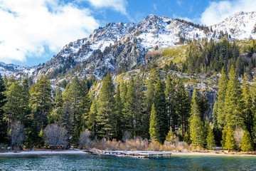 Mountain covered by snow in south lake tahoe