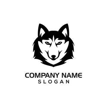 Silhouette husky dog for logo template or design resource.