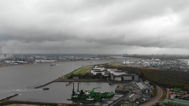 Port Of Antwerp on a cloudy day.