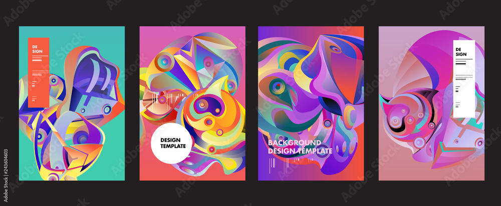 Fototapete abstract_shape_curset of modern abstract vector poster background . gradient geometric shapes of dif