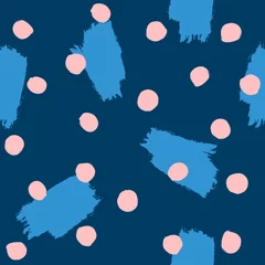 Tapeten Unregelmäßige Tupfen und Pinselstriche. Abstraktes nahtloses Muster eigenhändig gezeichnet mit einem rauen Pinsel. Skizze, Grunge, Aquarell. © Anne Punch