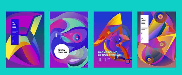 Abstract_shape_curSet of modern abstract vector poster background . Gradient geometric shapes of different colors in space design style. Template ready for use in web or print designve