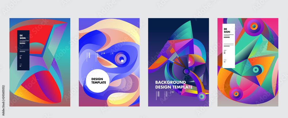 Fototapete abstract_shape_curset of modern abstract vector poster background . gradient geometric shapes of dif