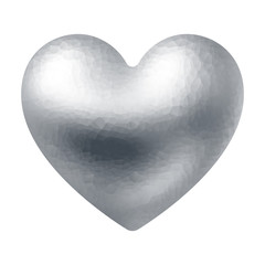 Vector silver polygonal heart isolated on white background