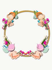 Pastel Gold Circular Flower Wreath