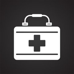 Safety first aid kit icon on black background for graphic and web design, Modern simple vector sign. Internet concept. Trendy symbol for website design web button or mobile