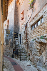 View of the beautiful narrow stone streets in Eze, France