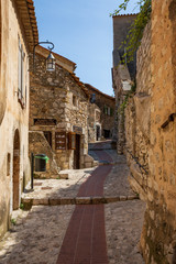 View of the beautiful narrow stone streets in Eze, France