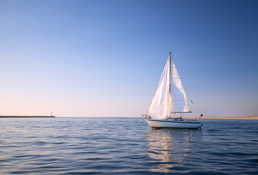 Sailboat in Channel Islands harbor in Oxnard California United States