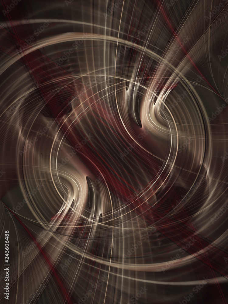 Aufkleber Abstract red and gold background element on black. Fractal graphics. Three-dimensional composition of glowing lines and mption blur traces. Movement and innovation concept.