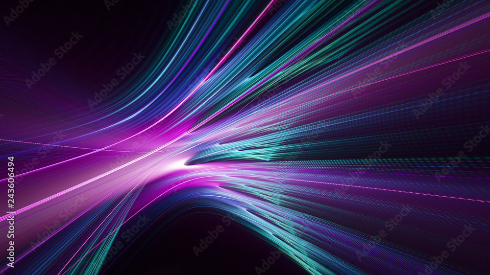 Poster abstract multicolor background element on black. fractal graphics. three-dimensional composition of 