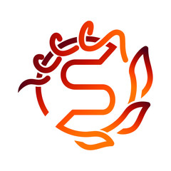 letter s, leaf and autumn plant logo