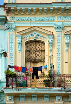 White clothes on a clothesline in Cuba