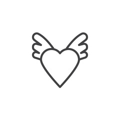 Heart with wings line icon. linear style sign for mobile concept and web design. Winged heart outline vector icon. Love and valentine's day symbol, logo illustration. Pixel perfect vector graphics