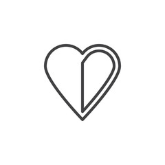 Halved heart line icon. linear style sign for mobile concept and web design. Abstract heart outline vector icon. Love and Valentine's Day symbol, logo illustration. Pixel perfect vector graphics